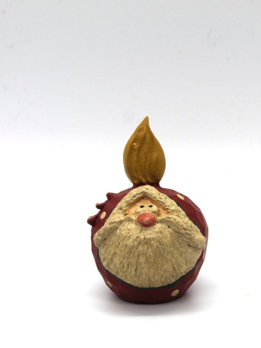 Beautiful Hand Carved Folk Art Candle Santa Claus St. Nick 3 Inch Vintage 1995